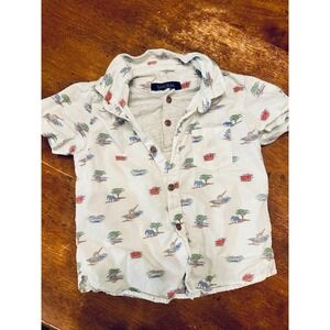 Mayoral Baby Boy Safari Button Down Shirt Size 18 Months Short Sleeve